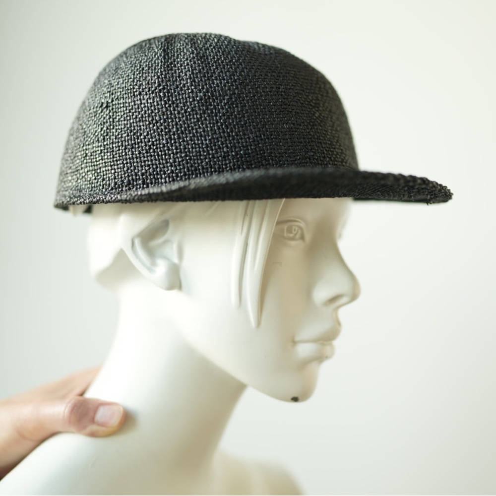 JANESSA LEONE | Lysa Strap Cap Hat in Black, baseball gold hardware, large